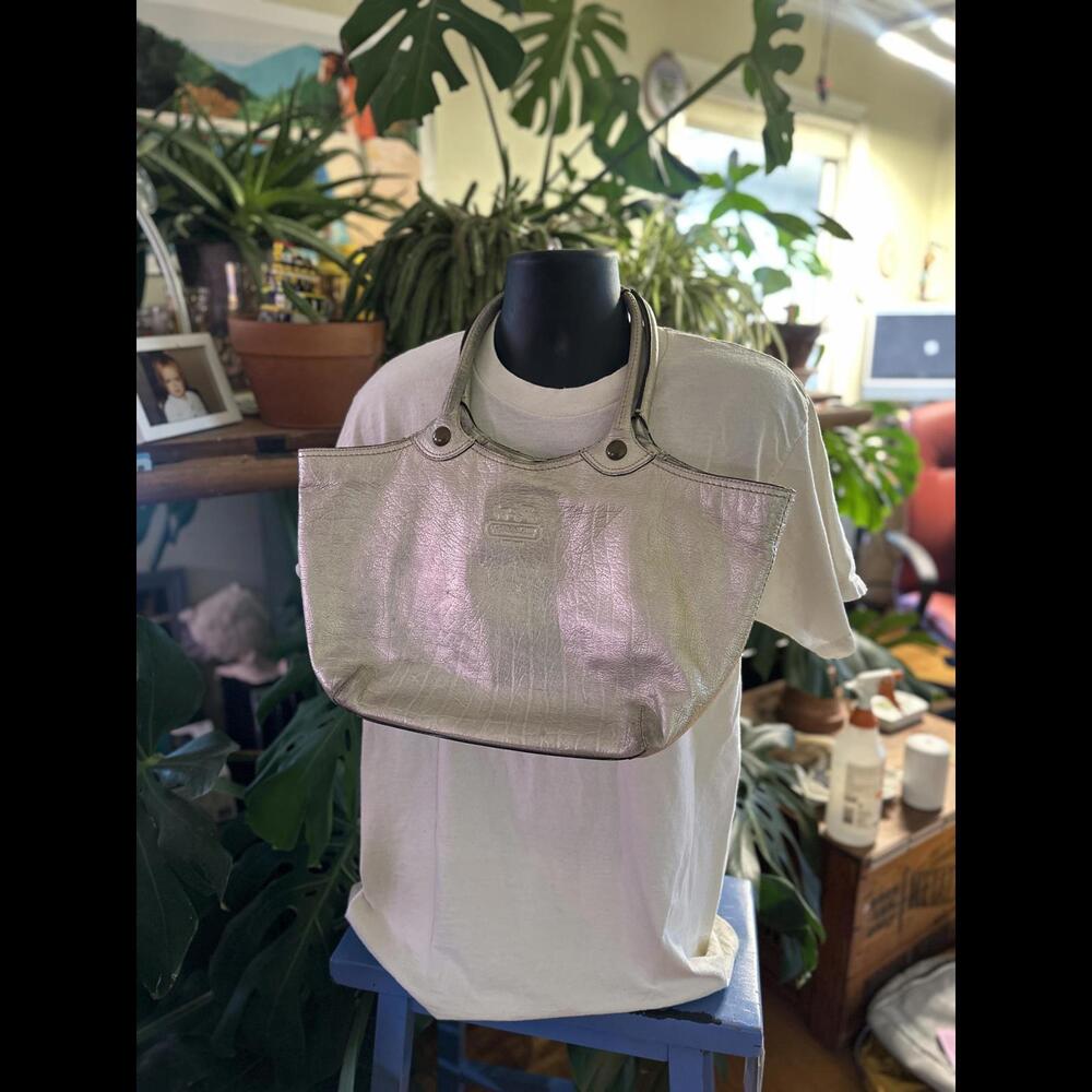 Vintage Metallic Silver Coach Tote Bag 12496